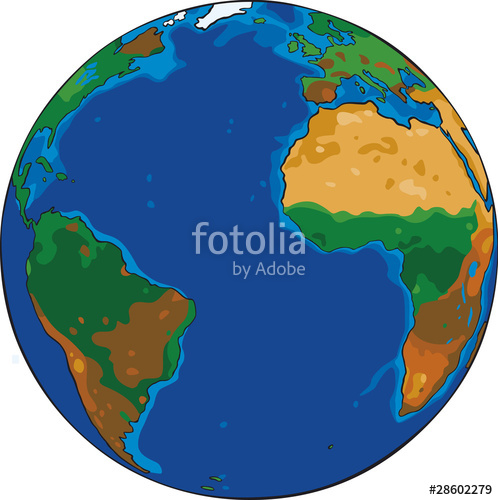 498x500 Earth Cartoon Vector Drawing Of Blue Planet Stock Image