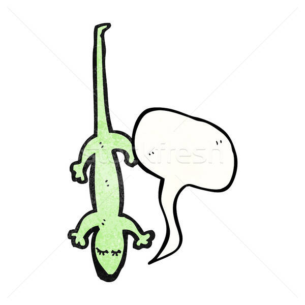 600x600 Cartoon Lizard With Speech Bubble Vector Illustration