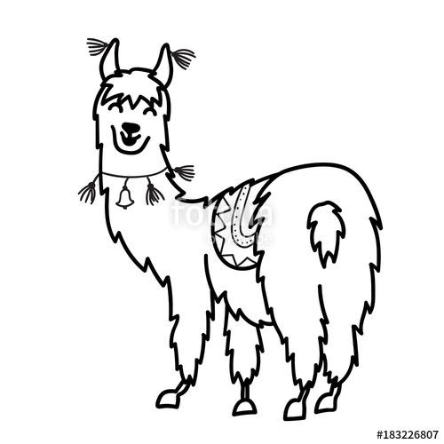 500x500 Isolated Outline Cartoon Baby Llama Stock Image And Royalty