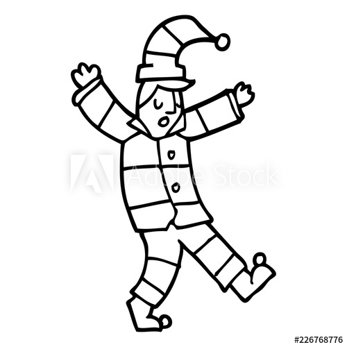 500x500 line drawing cartoon man in traditional pyjamas