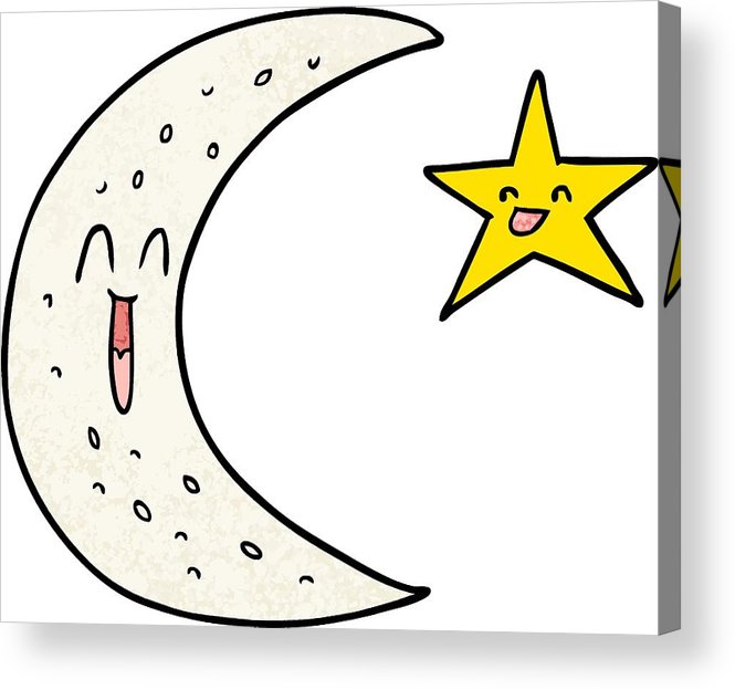 665x624 Happy Cartoon Moon And Star Acrylic Print