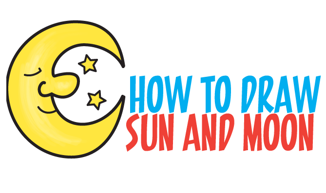 669x397 How To Draw A Cartoon Moon And Stars Easy Step