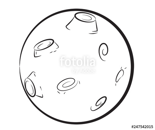 500x417 Moon In Outline Style, Vector Illustration Of Cartoon Moon