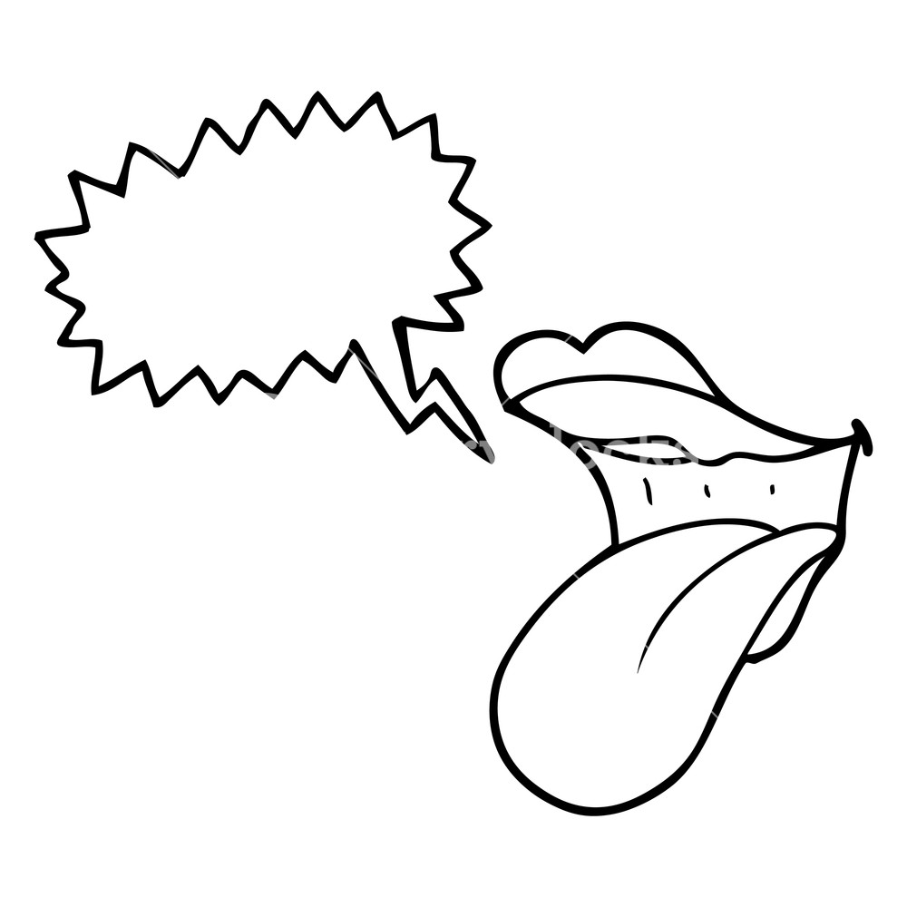 1000x1000 Freehand Drawn Speech Bubble Cartoon Mouth Sticking Out Tongue