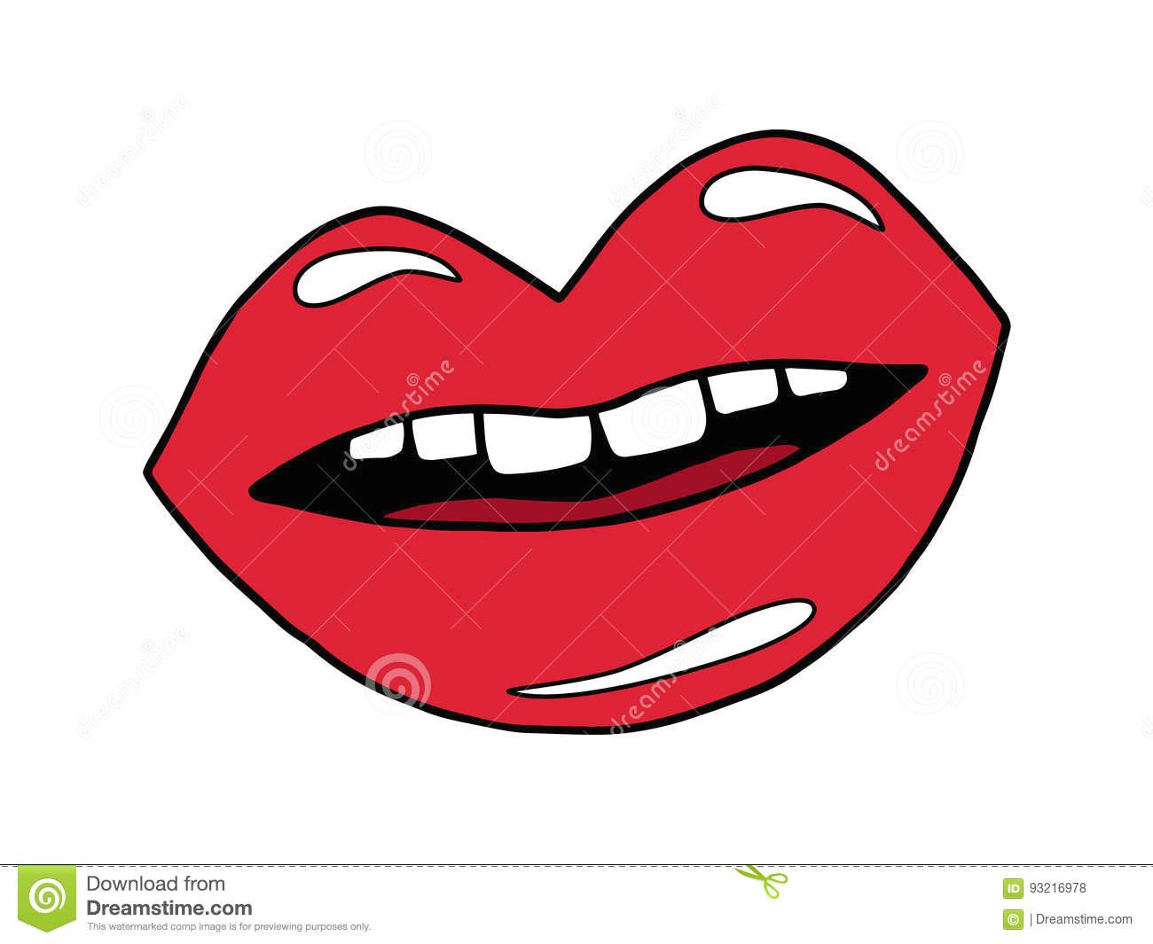 1300x1065 Drawing A Cartoon Mouth Red Open Lips Stock Vector Illustration