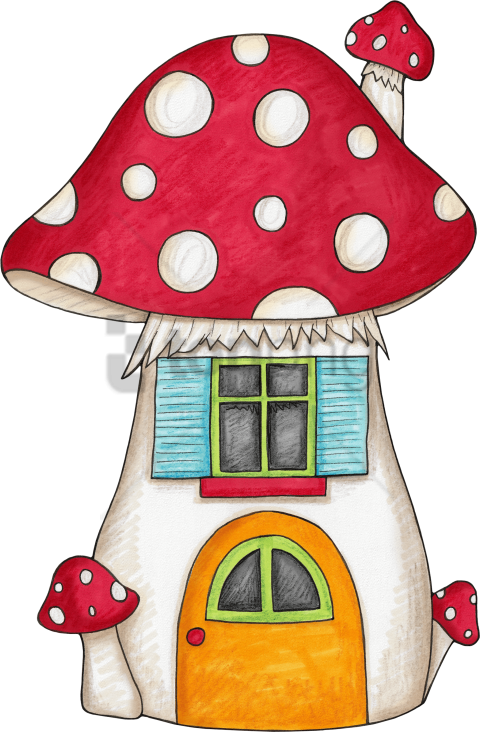 480x732 Cartoon Mushroom House Drawing Png Image With Transparent