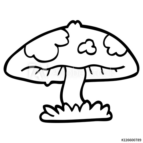 500x500 Line Drawing Cartoon Mushroom