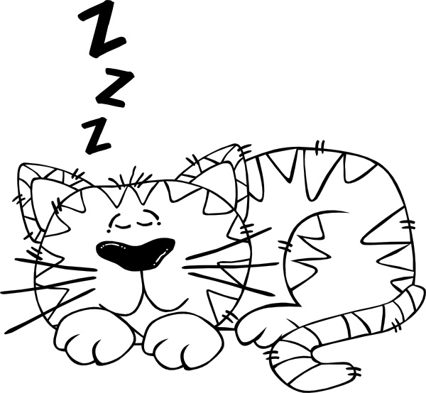 600x554 Cartoon Cat Sleeping Outline Clip Art Free Vector In Open Office