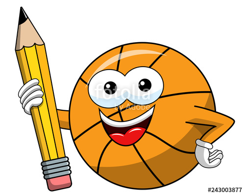 500x398 Basketball Ball Cartoon Funny Character Pencil Drawing Isolated