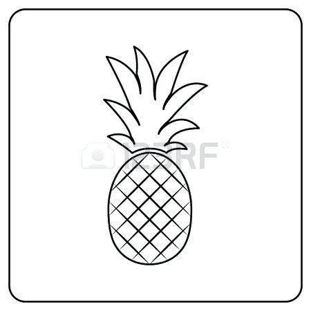 450x450 Simple Pineapple Drawing Pineapple Fruit With Green Leafs Cartoon