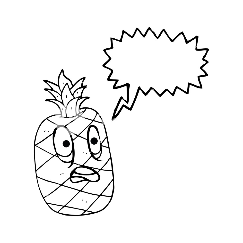 1000x1000 Freehand Drawn Speech Bubble Cartoon Pineapple Royalty Free Stock