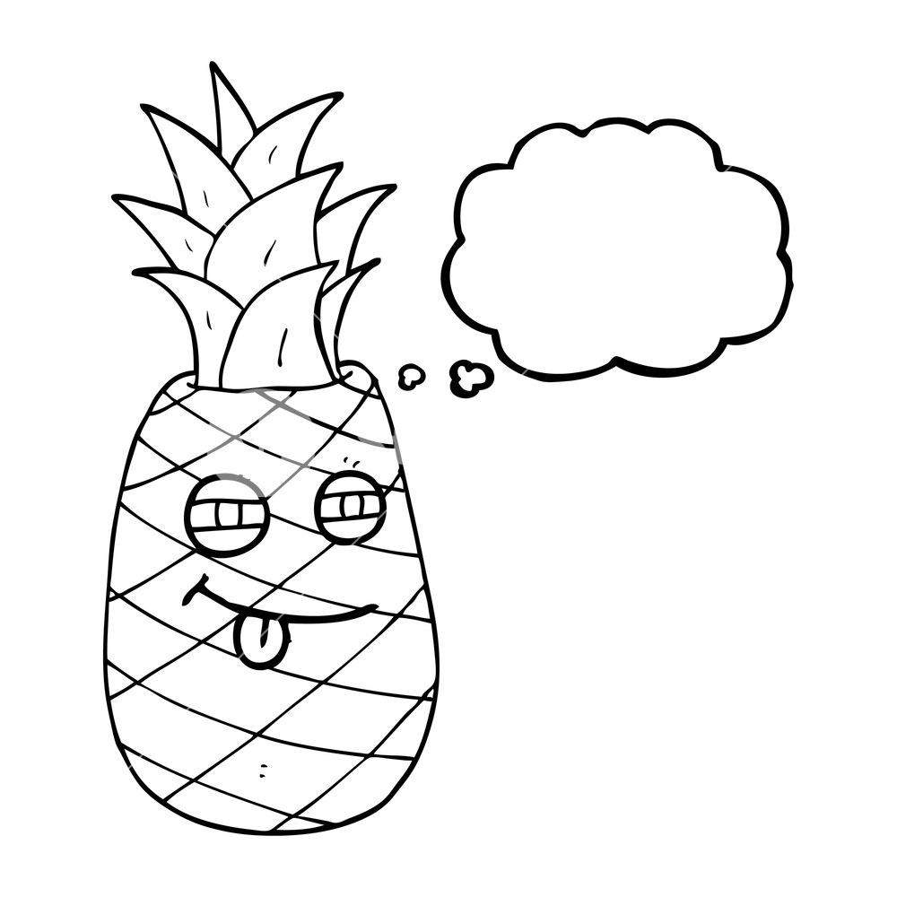 1000x1000 Freehand Drawn Thought Bubble Cartoon Pineapple Royalty Free Stock