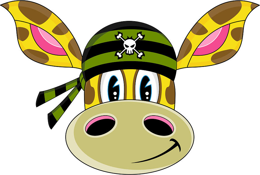 900x604 Cute Cartoon Giraffe Bandana Pirate