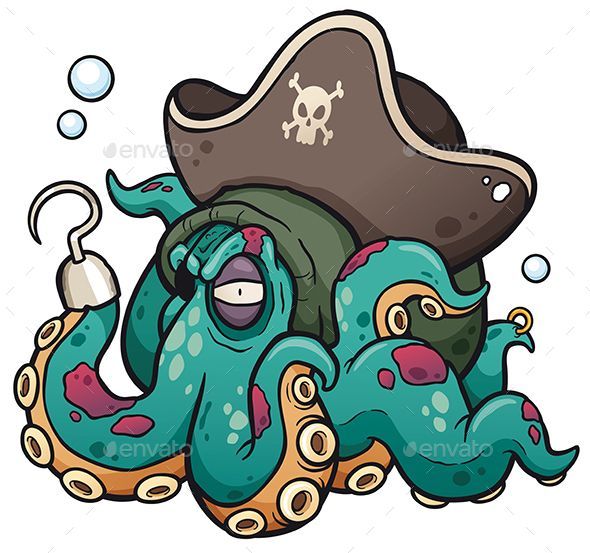 590x553 Vector Illustration Of Cartoon Pirate Octopus
