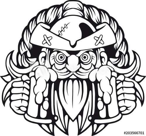 500x465 Cartoon Pirate With Beer In Hands, Funny Illustration