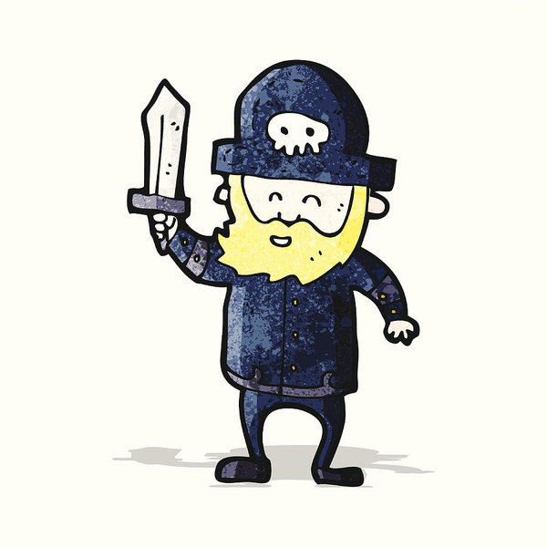 600x600 Cartoon Pirate Captain Art Print