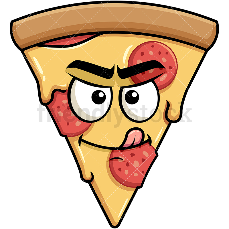 800x800 Evil Look Pizza Emoji Cartoon Vector Clipart