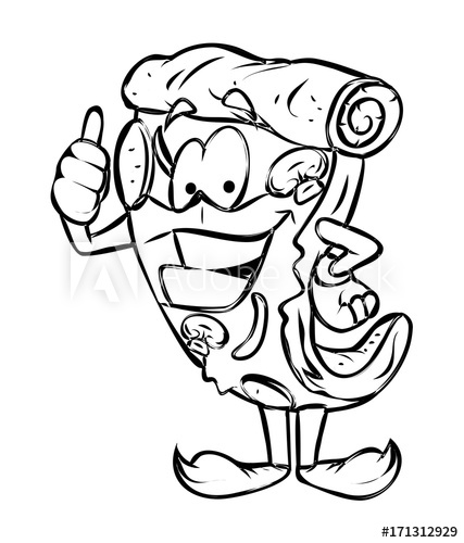 427x500 Happy Cartoon Pizza Showing Thumbs Up Vector Drawing