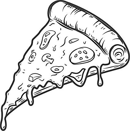 425x428 Simple Black White Cheesy Pizza Cartoon Art Vinyl