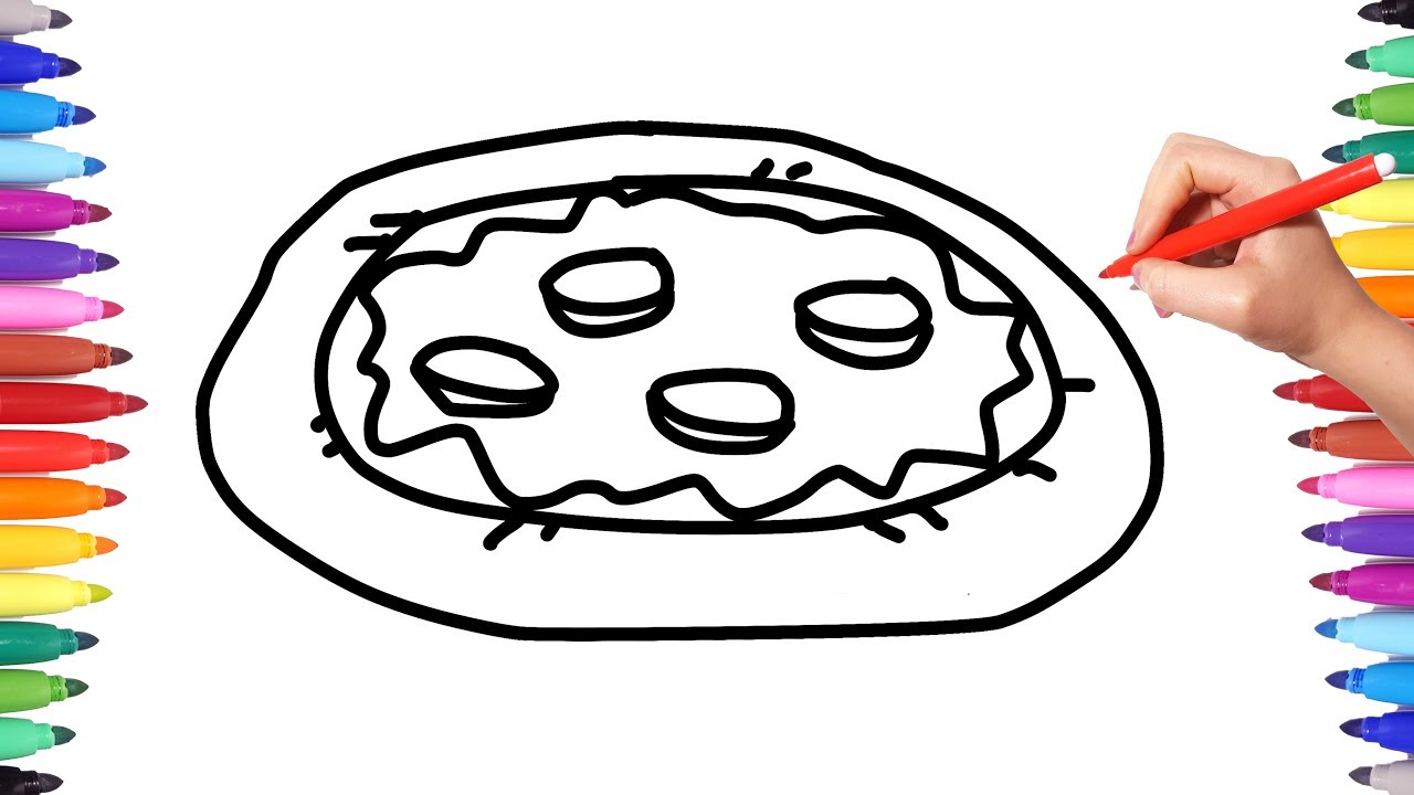 1280x720 How To Draw A Pizza With Pepperoni Coloring Pages For Kids
