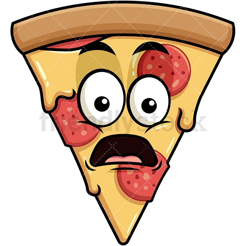 800x800 Shocked Pizza Emoji Cartoon Vector Clipart