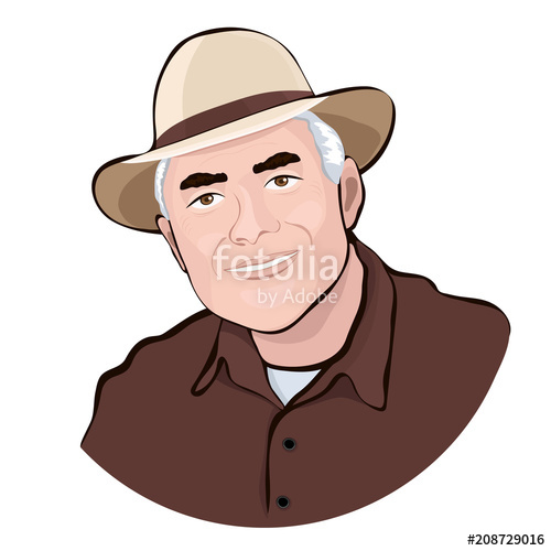 500x500 Cartoon Portrait Of An Elderly Man, Vector Illustration, Colorful