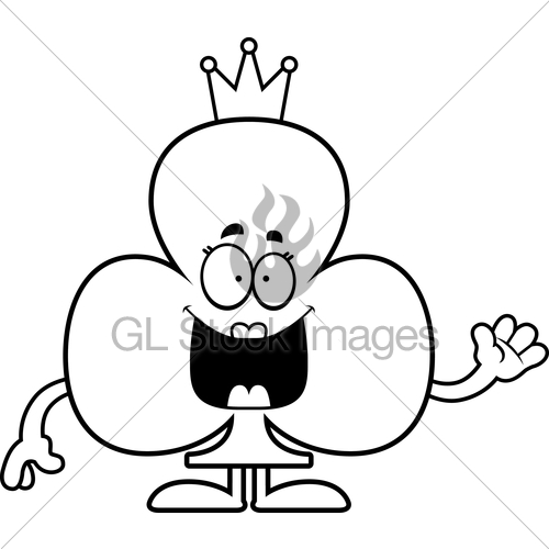 500x500 Cartoon Queen Of Clubs Waving Gl Stock Images