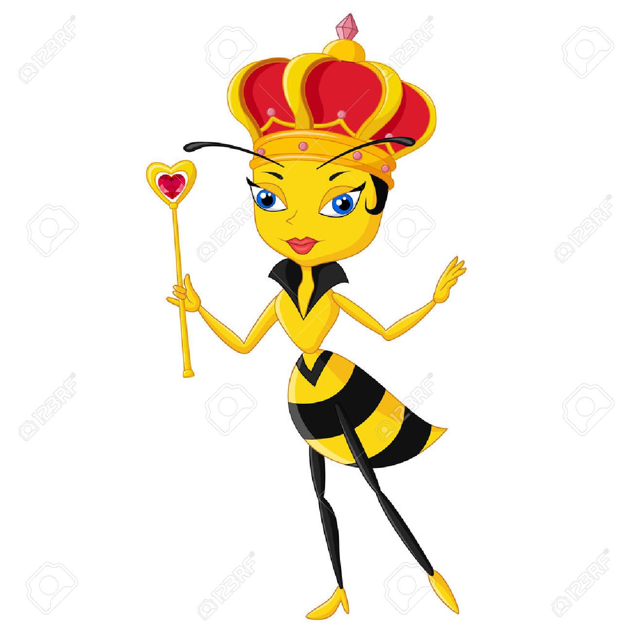 1291x1300 Vector Illustration Of Cartoon Queen Bee Isolated On White