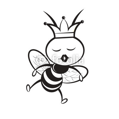 400x400 Black And White Queen Bee Vector Cartoon Isolated On White