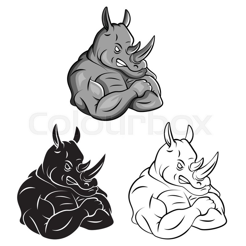 800x800 Coloring Book Rhino Strong Mascot Stock Vector Colourbox