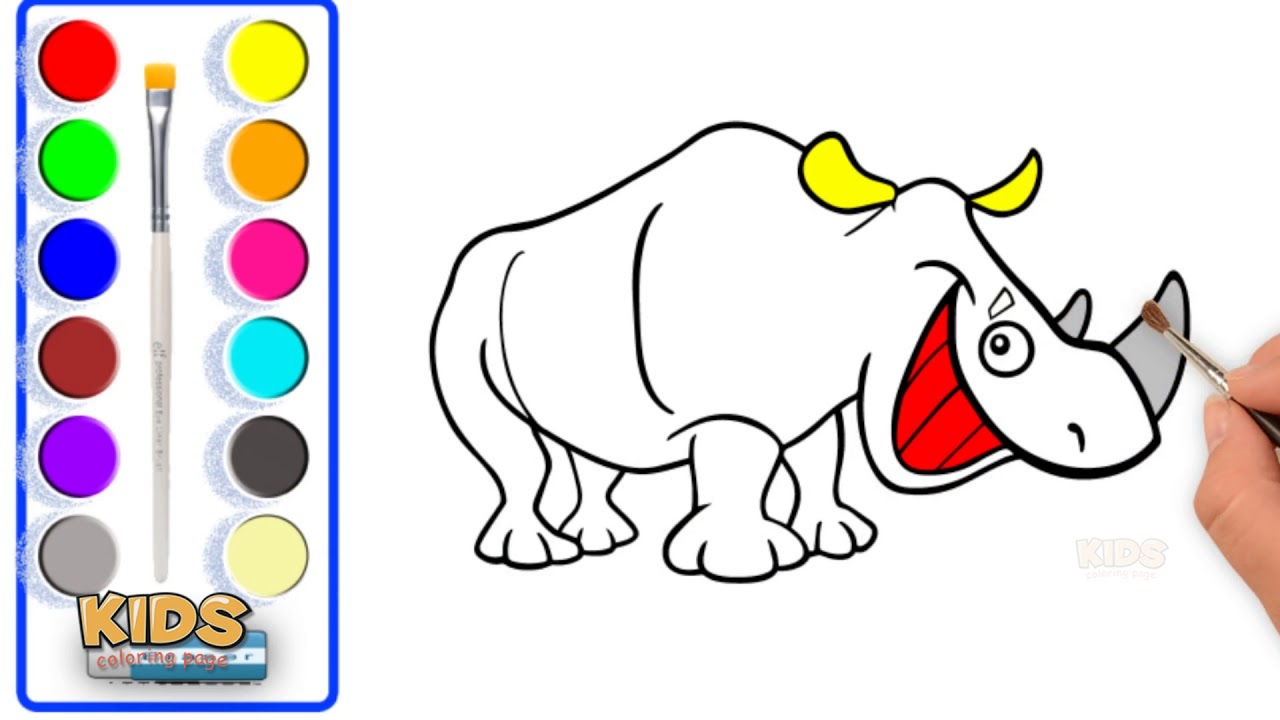 1280x720 how to draw a cartoon rhino for kids doraemon super coloring