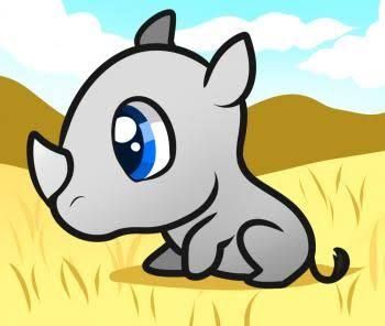 350x296 Cute Rhino Cartoon