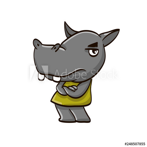 500x500 Unhappy Rhino Cartoon Colorful Animal