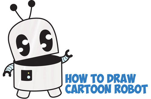 500x330 How To Draw A Cute Cartoon Robot Easy Step