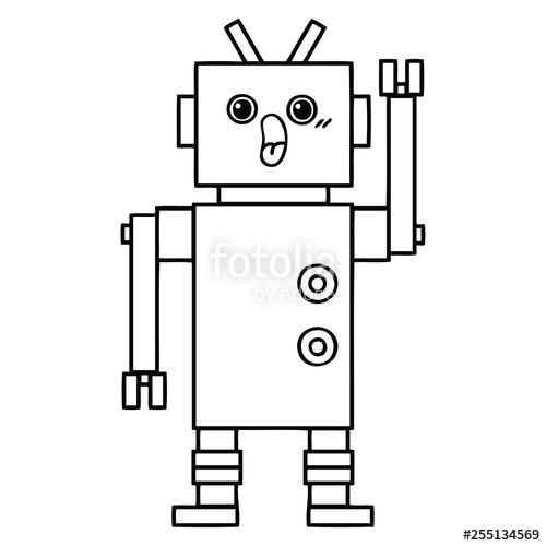 500x500 Line Drawing Cartoon Robot Stock Image And Royalty Free Vector