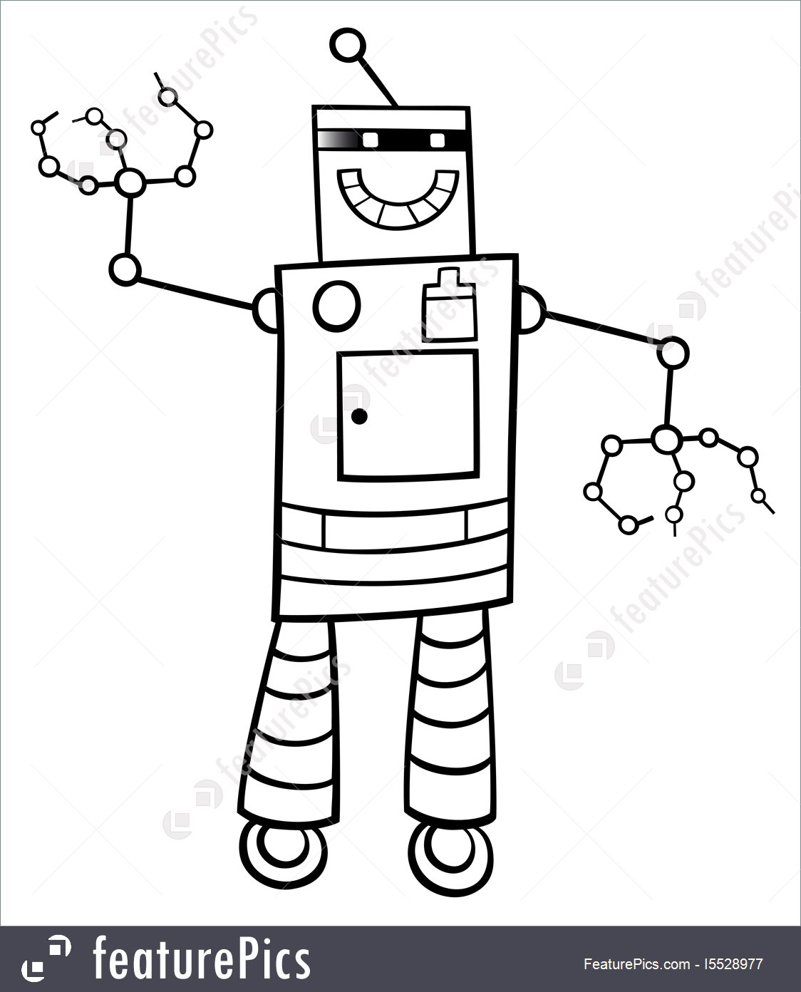 1124x1392 Cartoon Robot Fantasy Character Color Book Stock Illustration