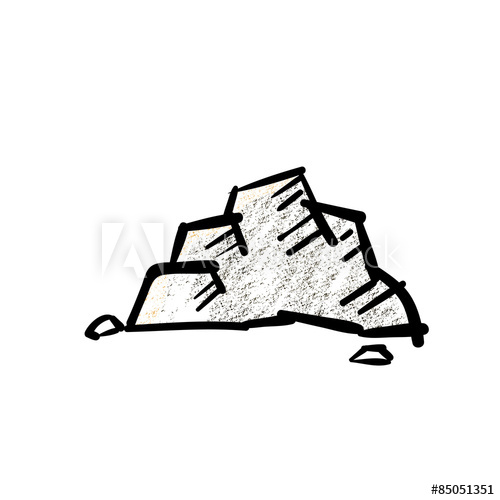 500x500 vector rock with pencil shading in hand drawing cartoon style