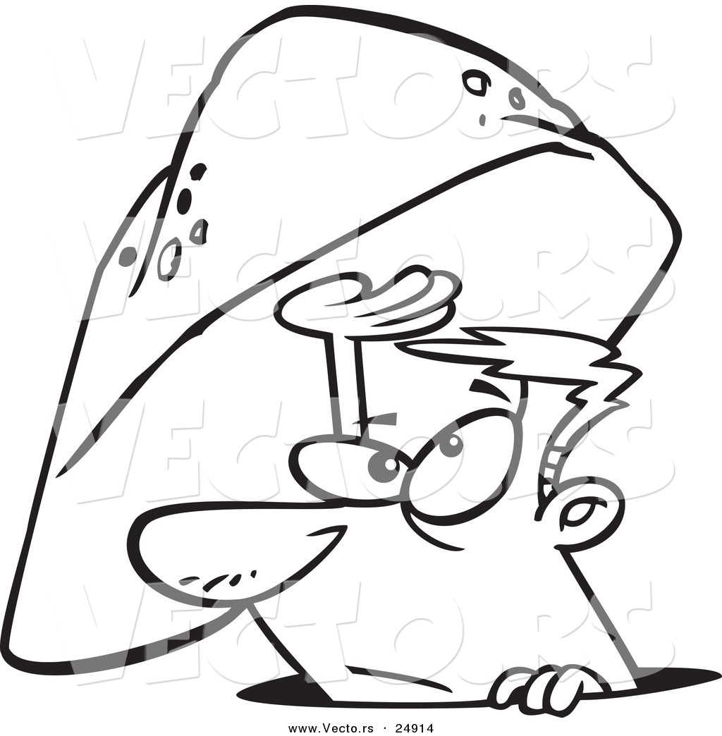 1024x1044 vector of a cartoon man emerging from under a rock