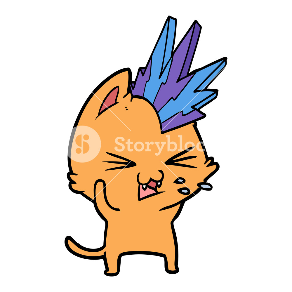 1000x1000 Cartoon Punk Rock Cat Hissing Royalty Free Stock Image