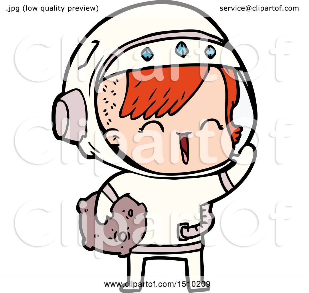 1080x1024 Cartoon Happy Spacegirl Holding Moon Rock