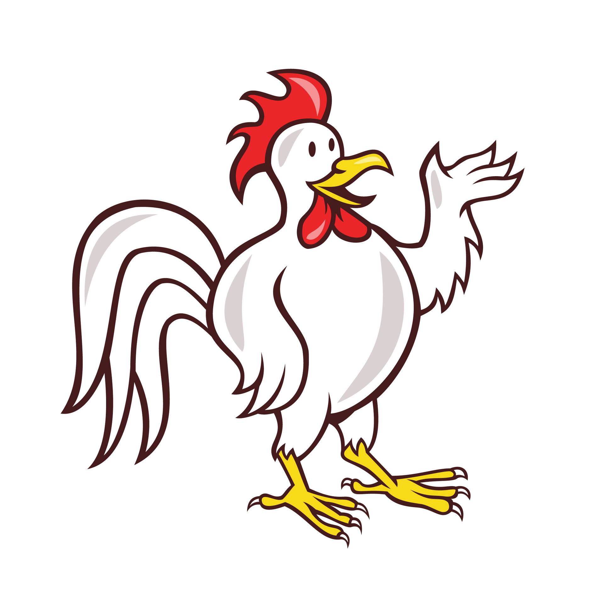 1920x1920 Rooster Cockerel Waving Hello Cartoon New Media
