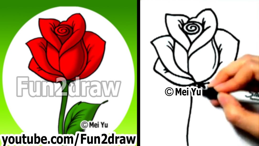 1084x610 exceptional how to draw a cartoon rose step