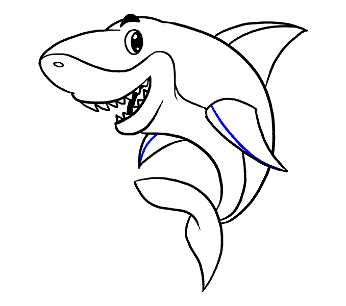 678x600 How To Draw A Cartoon Shark Easy Step