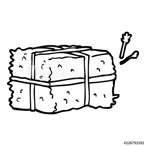 500x500 line drawing cartoon bale of hay