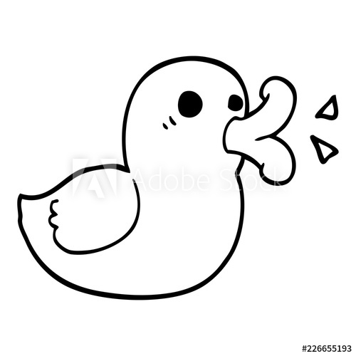 500x500 Line Drawing Cartoon Happy Duck