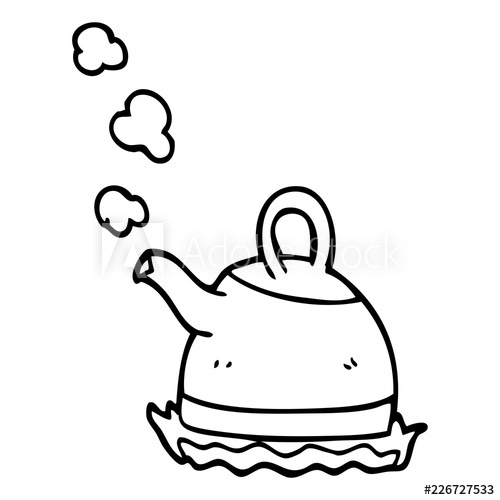 500x500 Line Drawing Cartoon Kettle On Stove