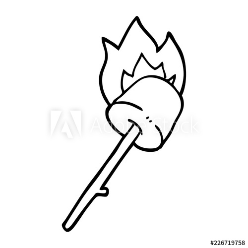 500x500 Line Drawing Cartoon Marshmallow On Stick
