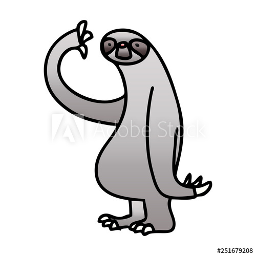 500x500 Quirky Gradient Shaded Cartoon Sloth
