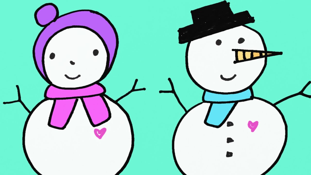 1280x720 How To Draw A Snowman Cartoon For Kids Step