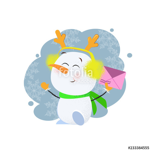 500x500 Snowman Greeting Card Design Drawing Of Snowman In Earmuffs